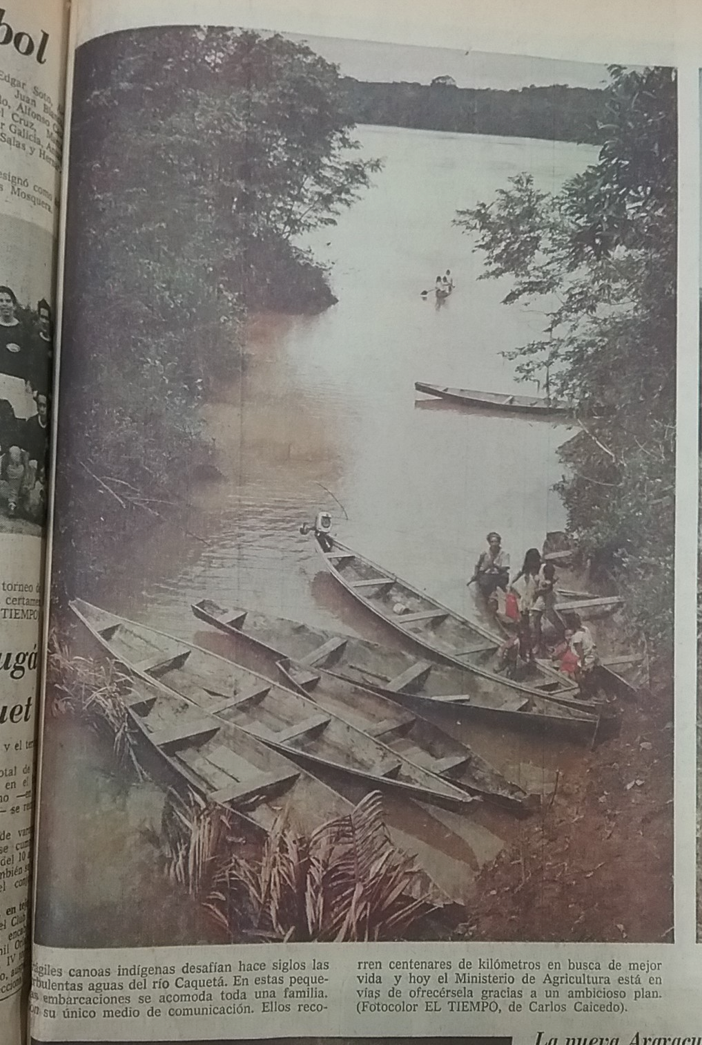 El río Caquetá en fotos de Caicedo. El Tiempo, 17 de noviembre de 1972, 1C. Detalle de foto y pie de foto.